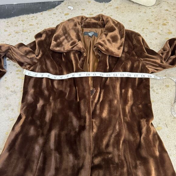 Alfani brown faux fur texture soft mid length lined collared coat jacket MP - Picture 9 of 12